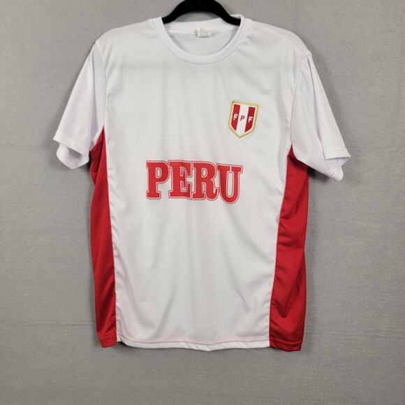 Peru Soccer Jersey OSFA Red White - Picture 1 of 9